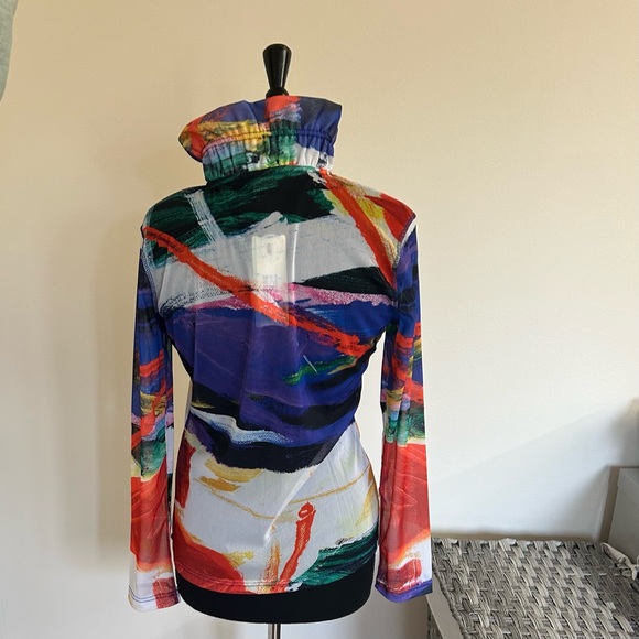 Simply Art Delcezza pattered zipper blouse, Size S - Picture 5 of 9